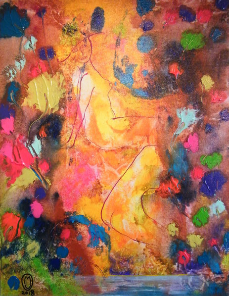 "Les baigneuses"-acrylique sur toile-65*50-2018-300€-location/mois:10€