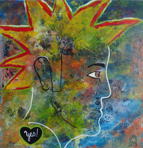"Yes"-acrylique sur toile-60*60-2018-360€-location/mois:10€