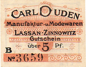 Carl Duden (Lassan), 5 Pfennig