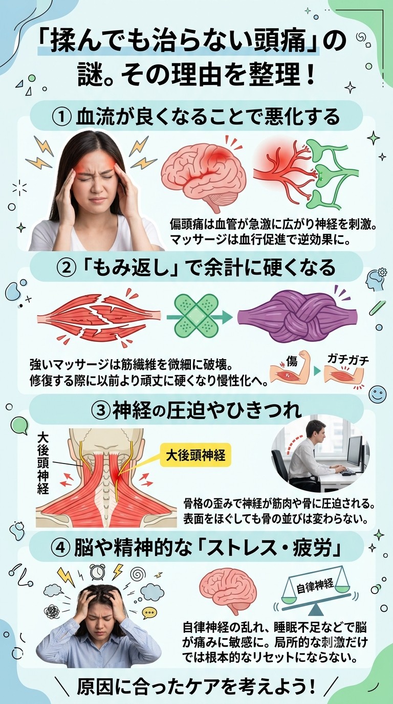 【マッサージやほぐすだけでは頭痛が改善しにくい理由】