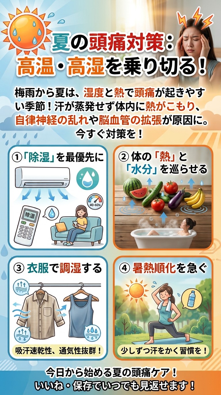 【この夏（高温・高湿）のによる頭痛予防について】
