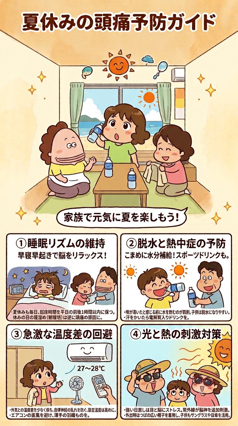 【頭痛の出やすいお子さんが夏に気をつけておくこと】
