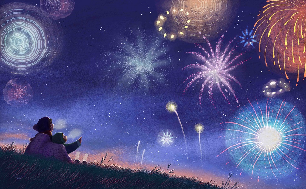 Mareike Ammersken Silvester Menschen Freunde Natur Szene Himmel Sonnenuntergang Illustration