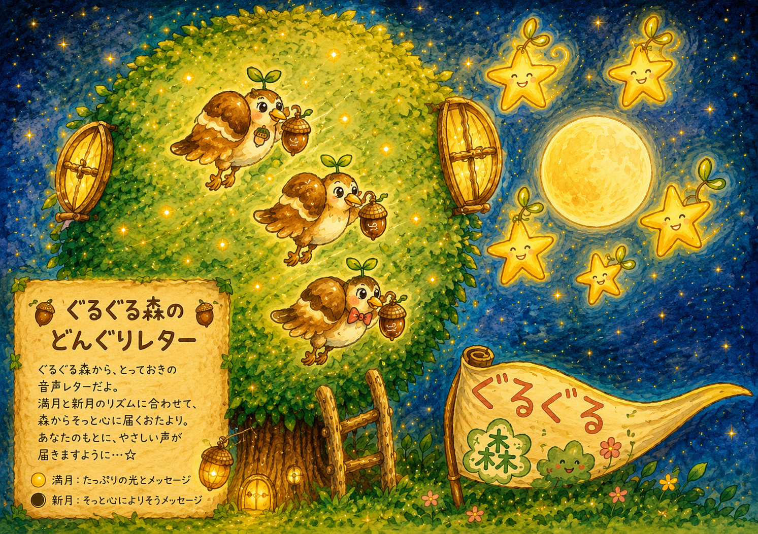 千の言霊３６９＼　ぐるぐる森のどんぐりレター／