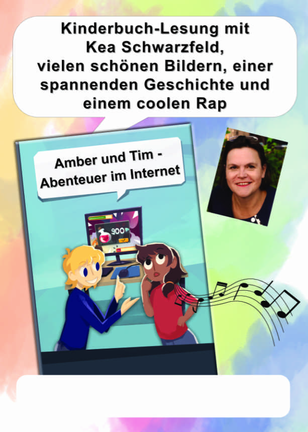 Lesungsplakat "Amber und Tim - Abenteuer im Internet"