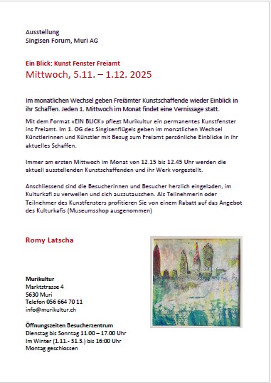 Flyer "Ein Blick" Singisen Forum Muri AG 