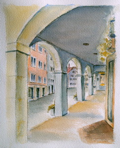 "Bremgarten Arkaden Marktgasse" Aquarell