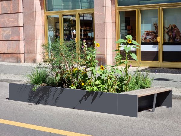Parklets provide amenities for pedestrians