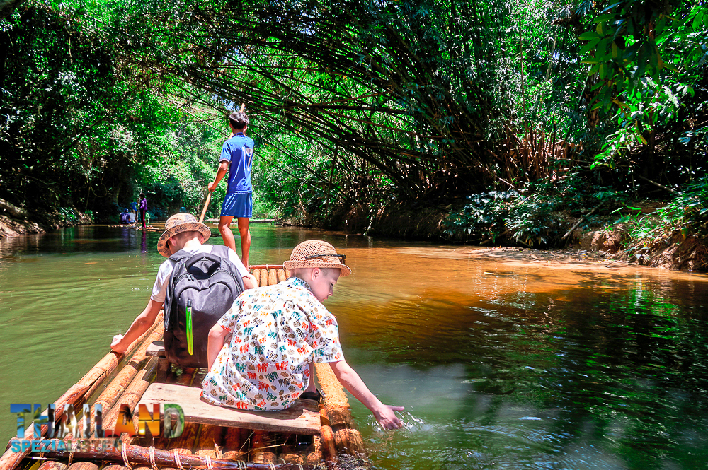 Bamboo rafting in Thailand