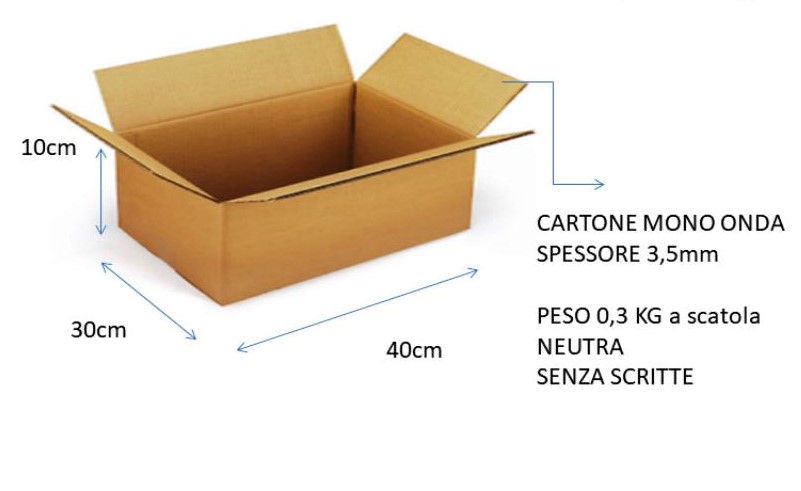 LEONARDO - 10 Scatole cartone trasloco con coperchio, 40x30x30 cm