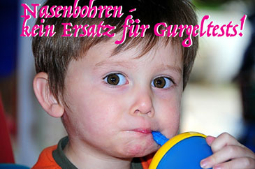 Nasenbohren ist kein Ersatz für Gurgeltests. Bildbearbeitung: PSt.