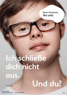 Eines von 5 Plakatsujets von "Down-Syndrom. Na und."