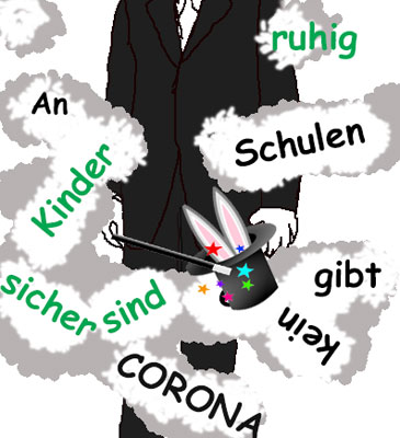 Zauberer im Nebel mit Kaninchen aus dem Zylinder