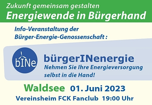 "Energiewende in Bürgerhand" Info-Veranstaltung der Bürger-Energie-Genossenschaft