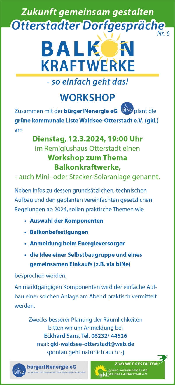 Workshop "Balkonkraftwerke"