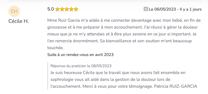 Préparation à l'accouchement avec la sophrologie Patricia RUIZ-GARCIA