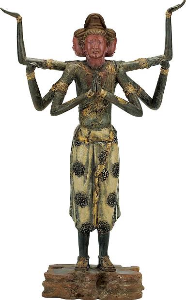 高岡銅器　瑞峰作　観音菩薩像　仏像　置物　銅製　重さ約1.2㎏ 高岡銅器 瑞峰作 観音菩薩像 仏像 置物 重さ約1.2㎏ C 6412