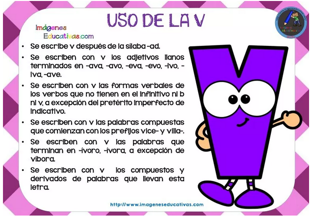 Uso de la letra v clearance