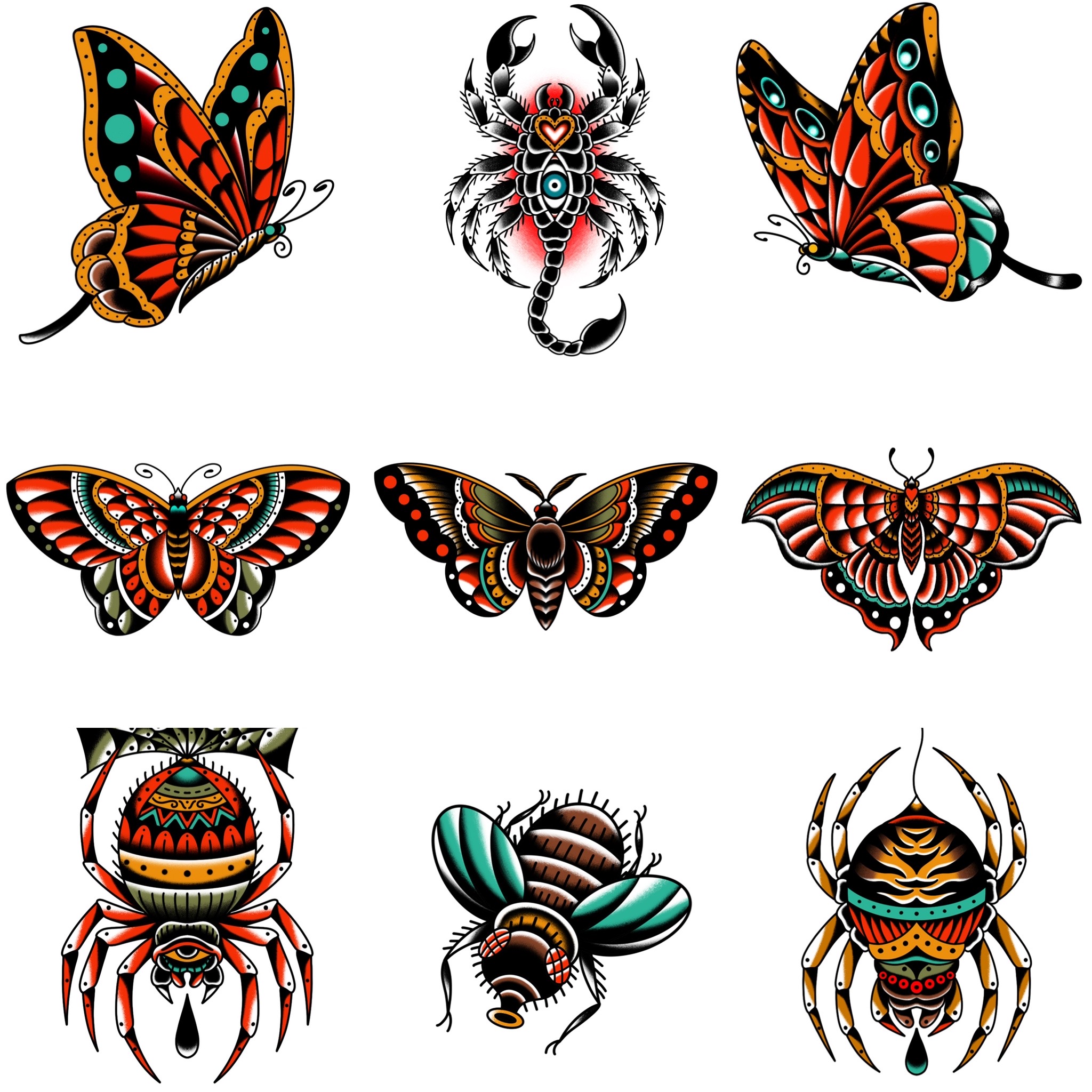 トラディショナルの昆虫デザイン　タトゥーデザイン　トラディショナル　《東京タトゥースタジオ》