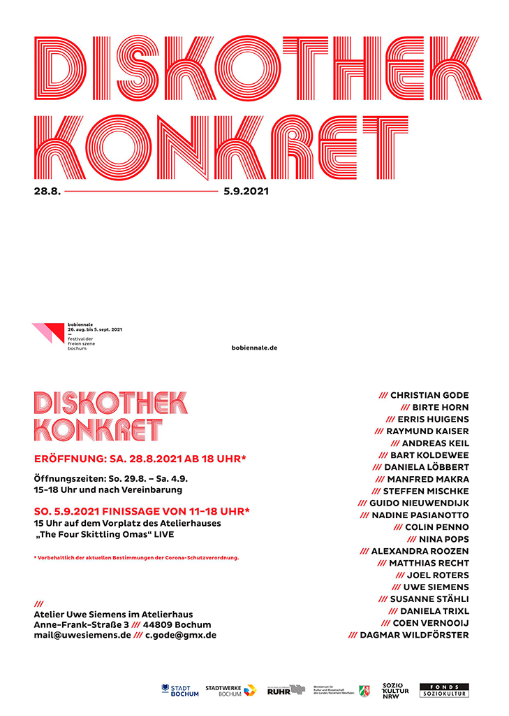 Einladung, Diskothek Konkret, Ausstellung, Bobiennale, Andreas Keil, Bochum, 2021