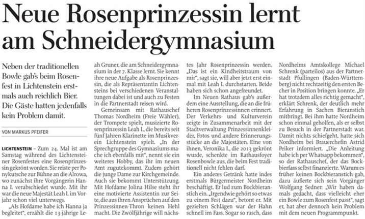 Freie Presse 12.06.2018 Rosenfest in Lichtenstein