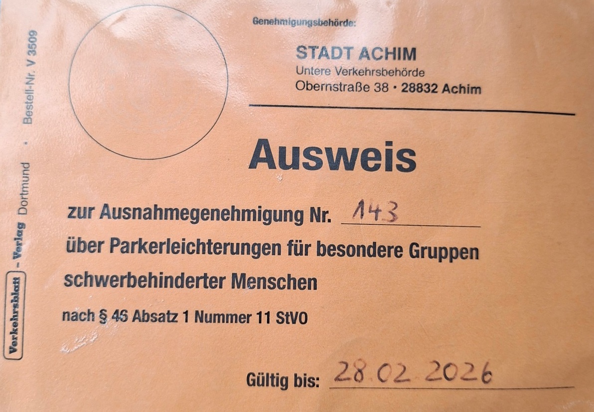 Parkplätze für Gehbehinderte | Mai 2026