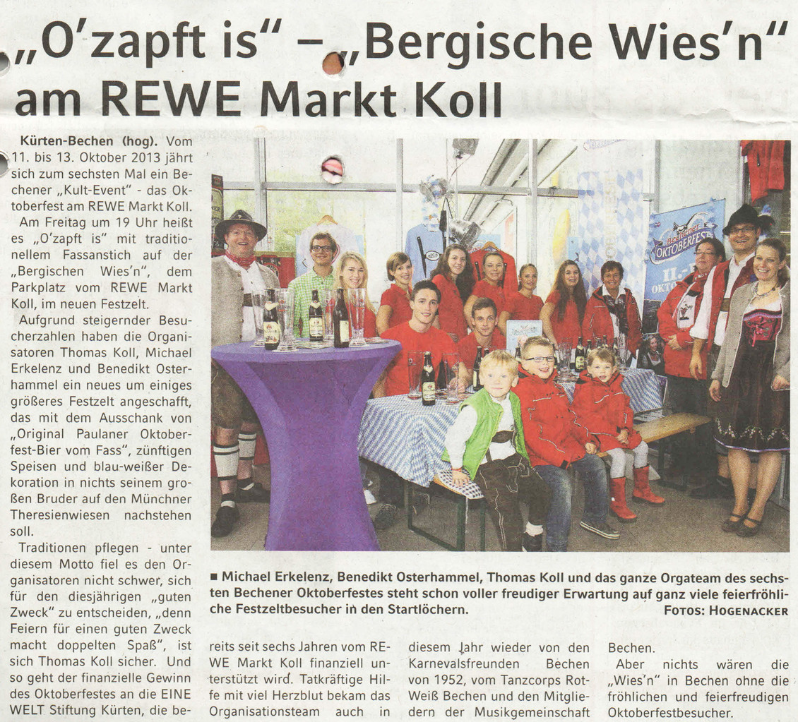 Bechener Oktoberfest in der Presse... - REWE Koll - Dein Markt in Bechen