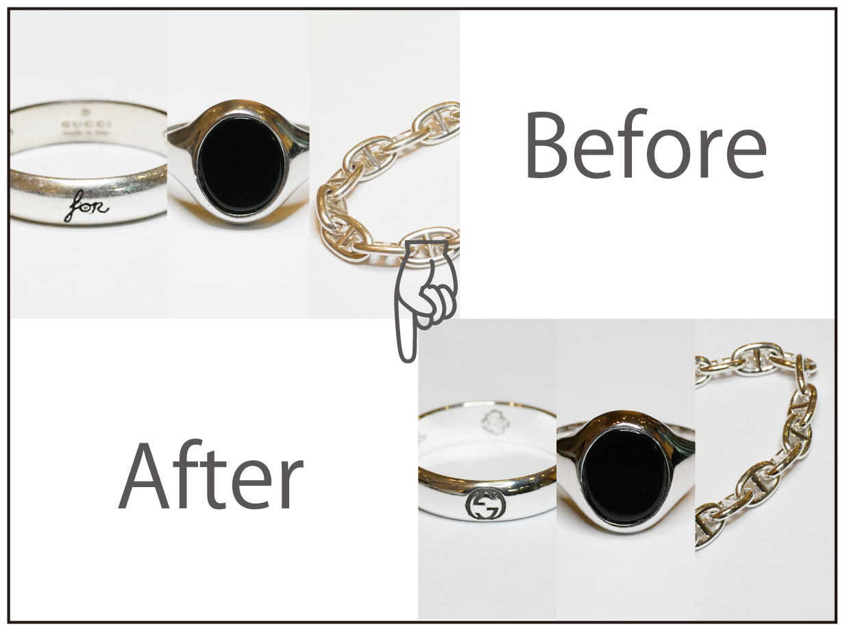 グッチ、セリーヌ、エルメスのハイブランドのシルバーアクセサリークリーニング！！！