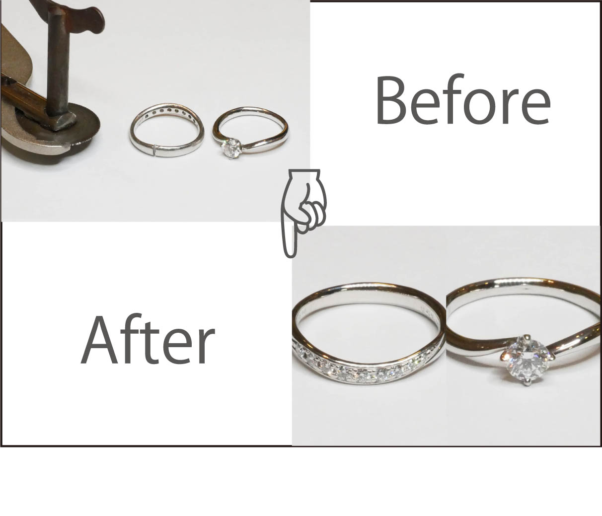 結婚指輪の切断とサイズ直しと一緒に婚約指輪もサイズ直し！！！