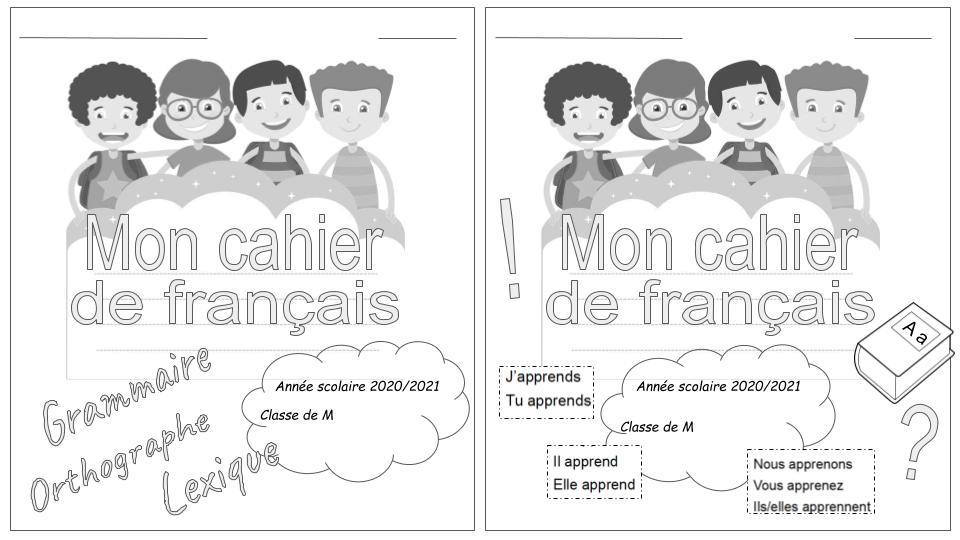 Cahier De Dictées Page De Garde Picot Pages de garde - Cahier de Français disponible - Bien en classe! Pédagogie positive - Ressources cycle 2, cycle 3