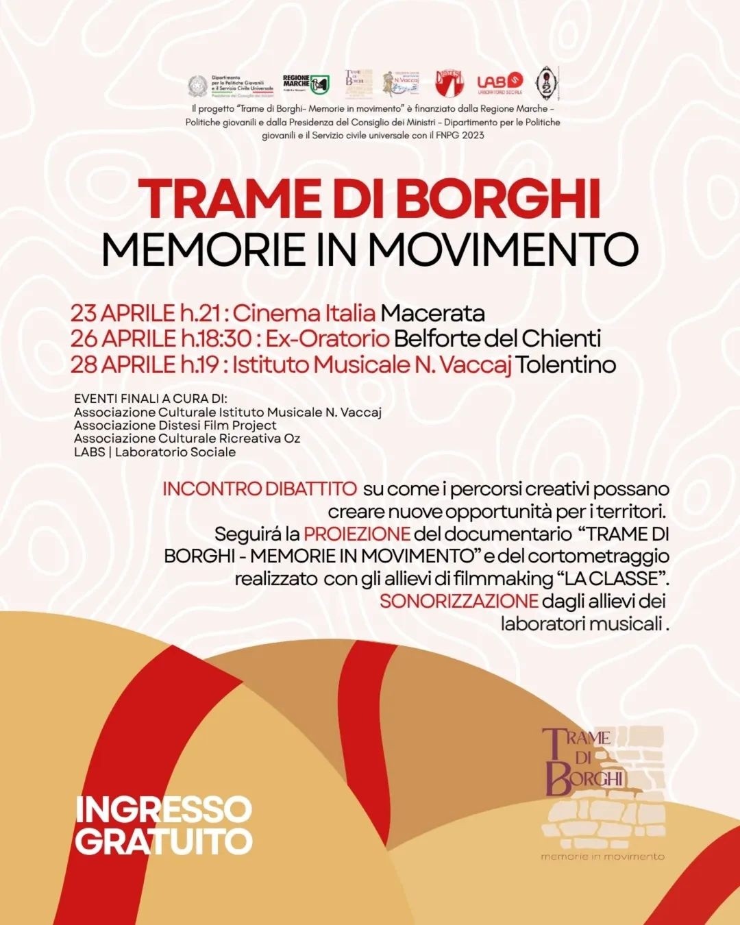 Macerata, Tolentino e Belforte del Chienti: eventi finali per “Trame di Borghi”