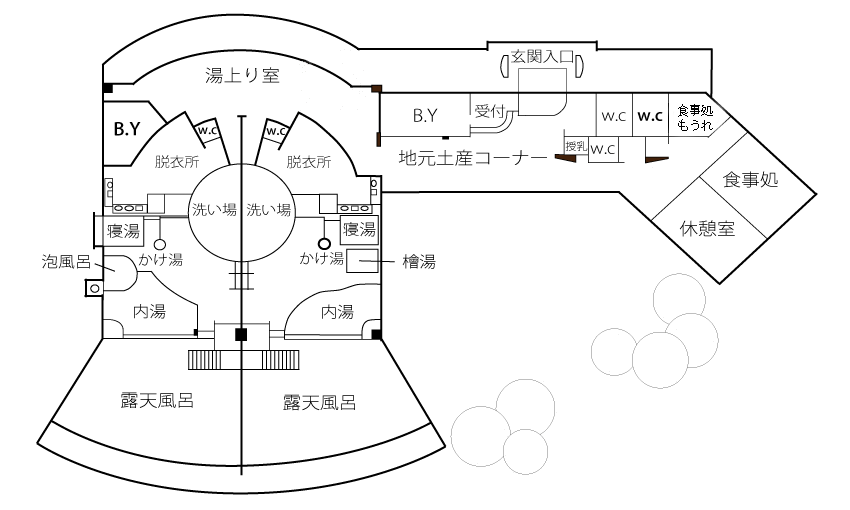 しらみずの湯館内案内図