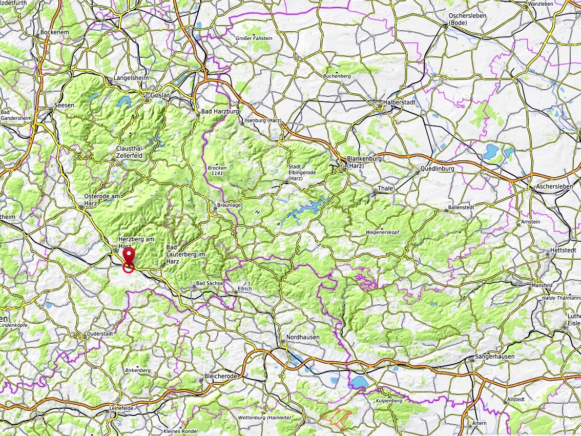 Die geografische Lage von Scharzfeld