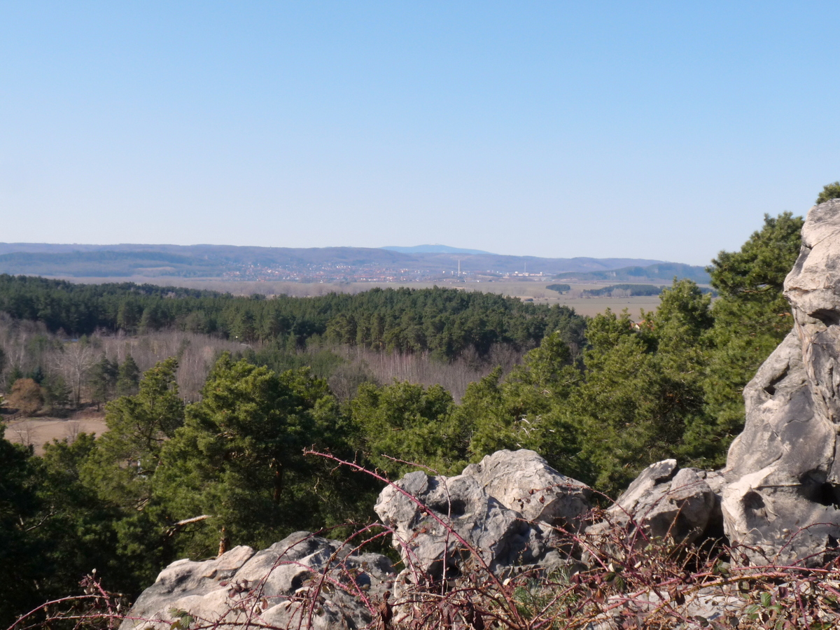 Panoramasicht mit dem Brocken von der Klippe aus