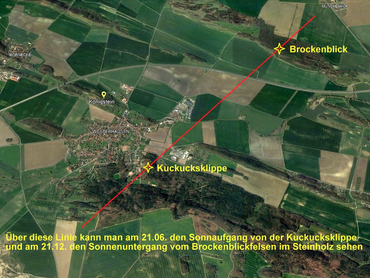 Der Sonnenaufgang am 21.Juni über dem Brockenblick im Steinholz 