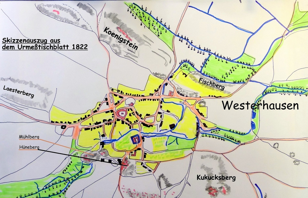 Rechts unter auf der Karte von 1822 sind beide Köpfe gezeichnet