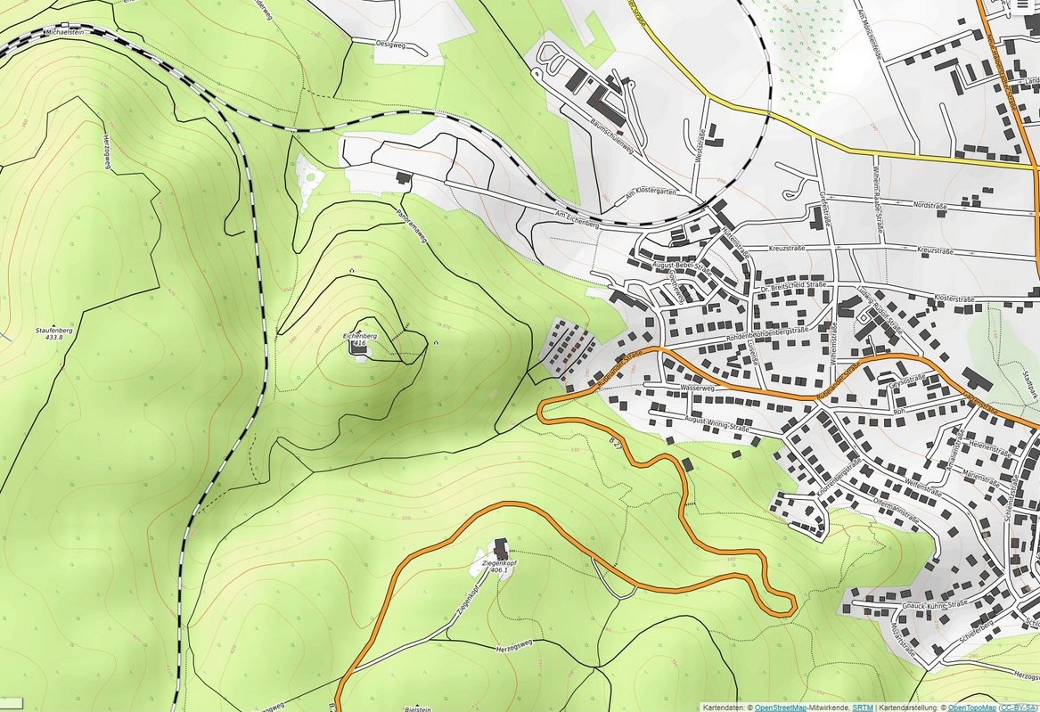 Topografische Karte der Region