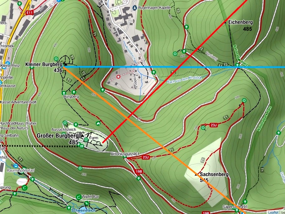 Die Lage der vier betreffenden Berg dort