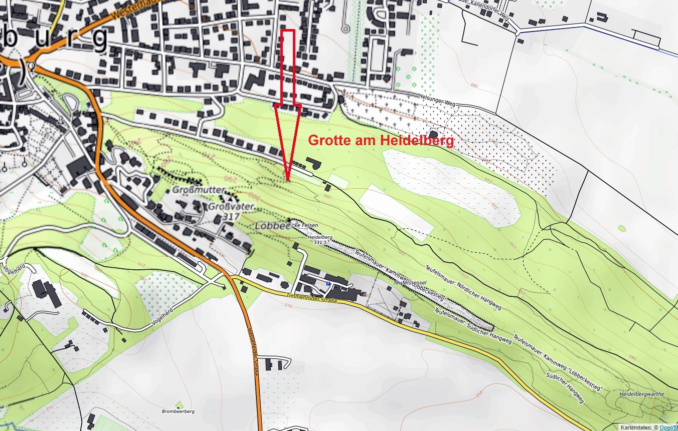 Im Norden des Heidelberges ist die Grotte