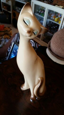 昭和レトロ 当時物 デッドストック 陶器 ペア猫の 置物