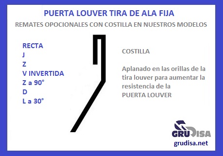 PUERTA LOUVER (TIRA DE ALA FIJA) V INVERTIDA CON COSTILLA