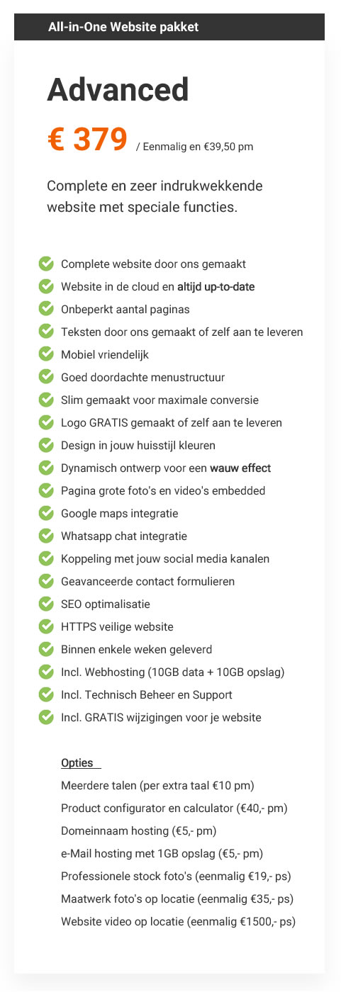 All in one website pakket voor installateurs en installatiebureaus