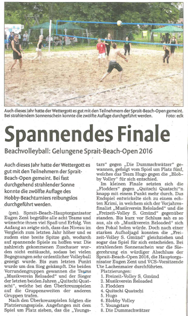 Zeitungsartikel der Remszeitung vom 29.06.2016