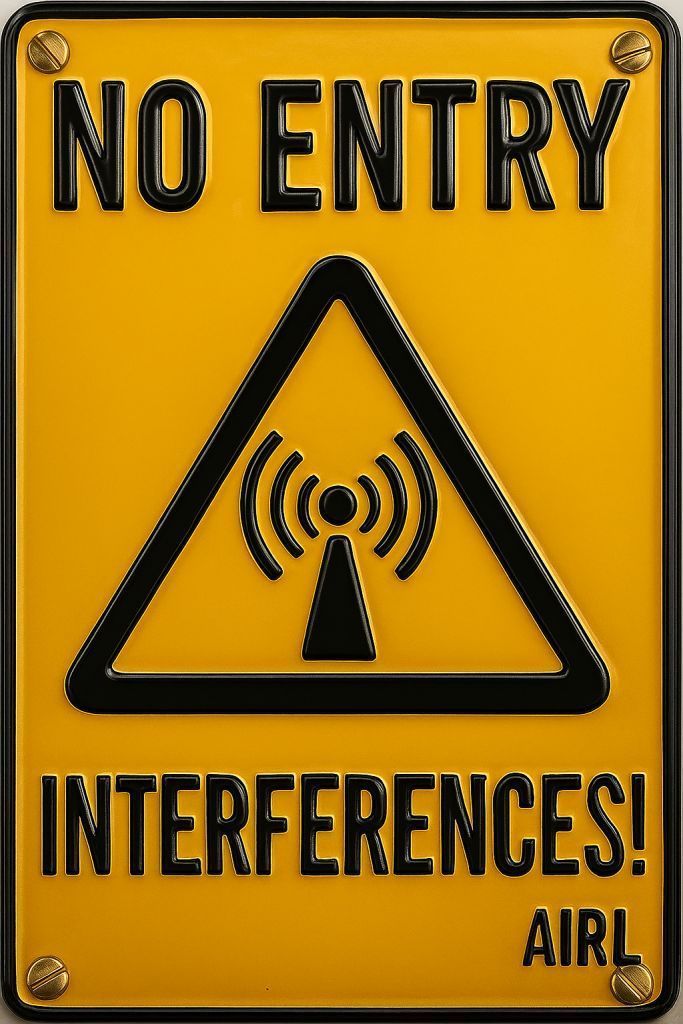 Hinweisschild "NO ENTRY" im AIRL Analog Interference Research Lab - Mülheim an der Ruhrstr. 3 / Ecke Delle , Germany , Nordrhein-Westfalen