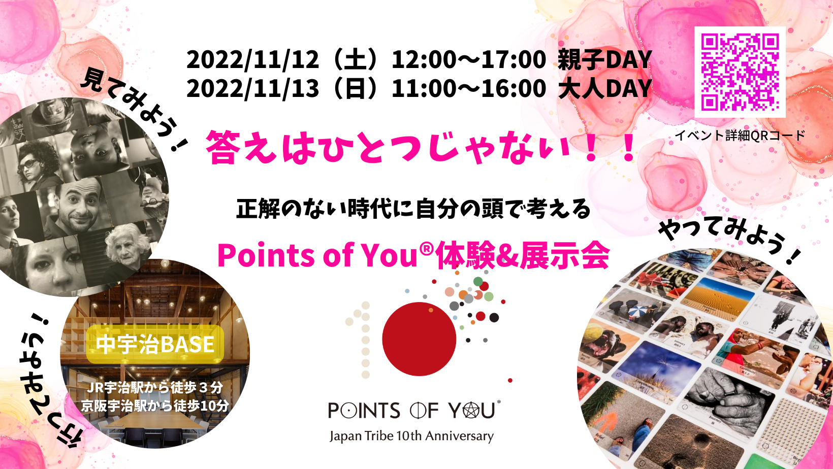 １１月１２日、１３日　京都宇治でリアル開催！！　写真のコミュニケーションツール「Points of You®」の体験ワークと展示会の２日間