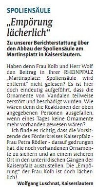 Verein für Baukultur und Stadtgestaltung Kaiserslautern e. V. - Spoliensäule