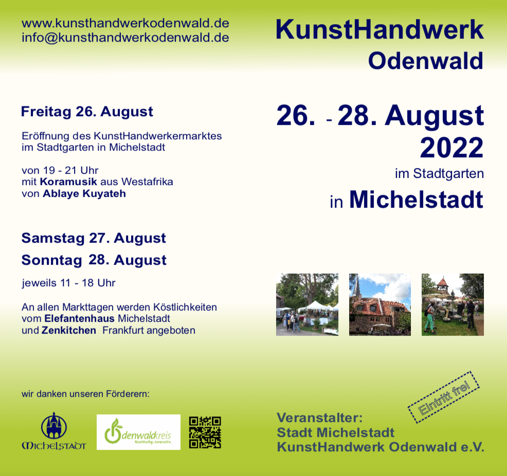 Kunsthanderwerkermarkt der  Odenwälder Kunsthandwerker am letzten Augustwochenende  in Michelstadt