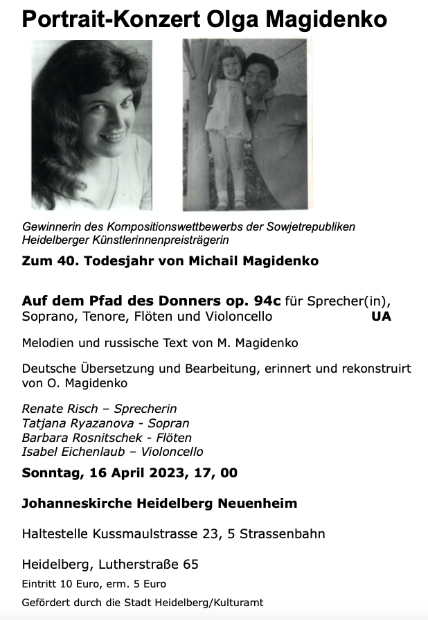 Portraitkonzert der Heidelberger Komponistin Olga Magidenko in der Johanniskirche HD