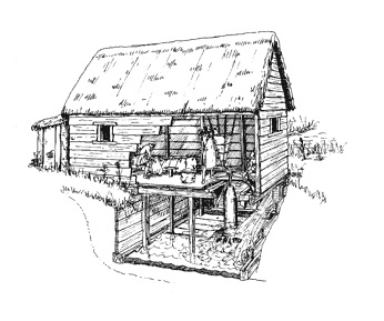 Reconstruction of an early medieval watermill at Tamworth