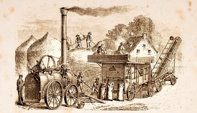 A steam threshing machine